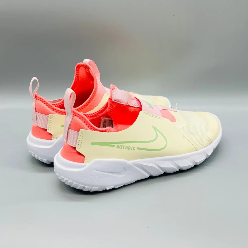 Nike Flex Plus 2 Girls 7Y Ivory Pink Crimson Slip On Running Shoes School